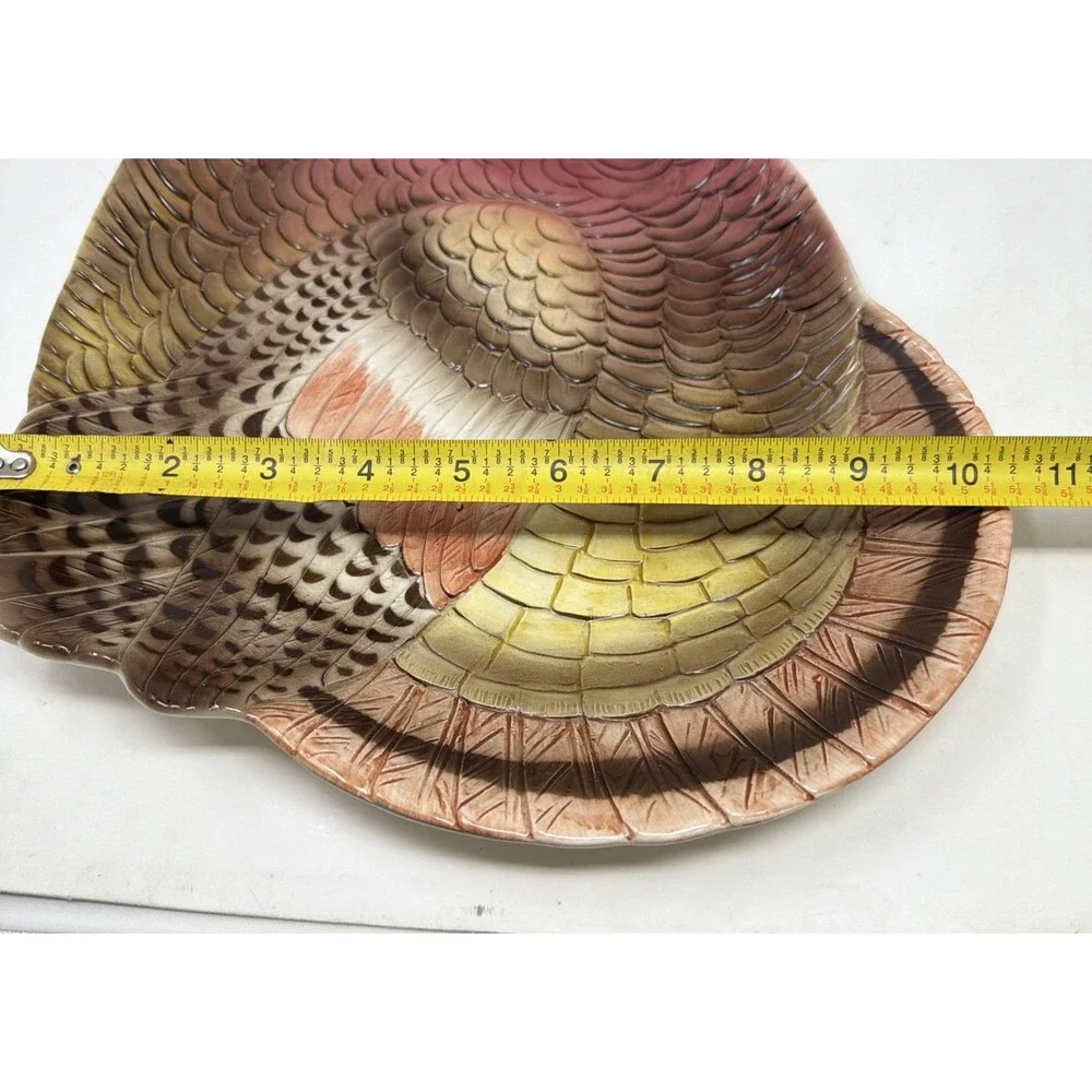 Vintage Otagiri Japan THANKSGIVING TURKEY Platter Plate Hand Painted Ceramic 13”